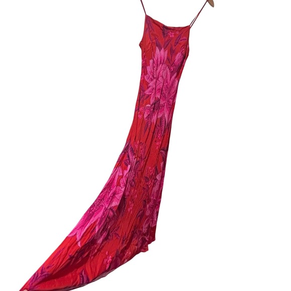 FARM Rio Anthropologie Summer Fruit Satin Maxi Slip Dress Floral Viscose Small - Picture 8 of 14